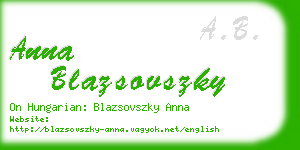 anna blazsovszky business card